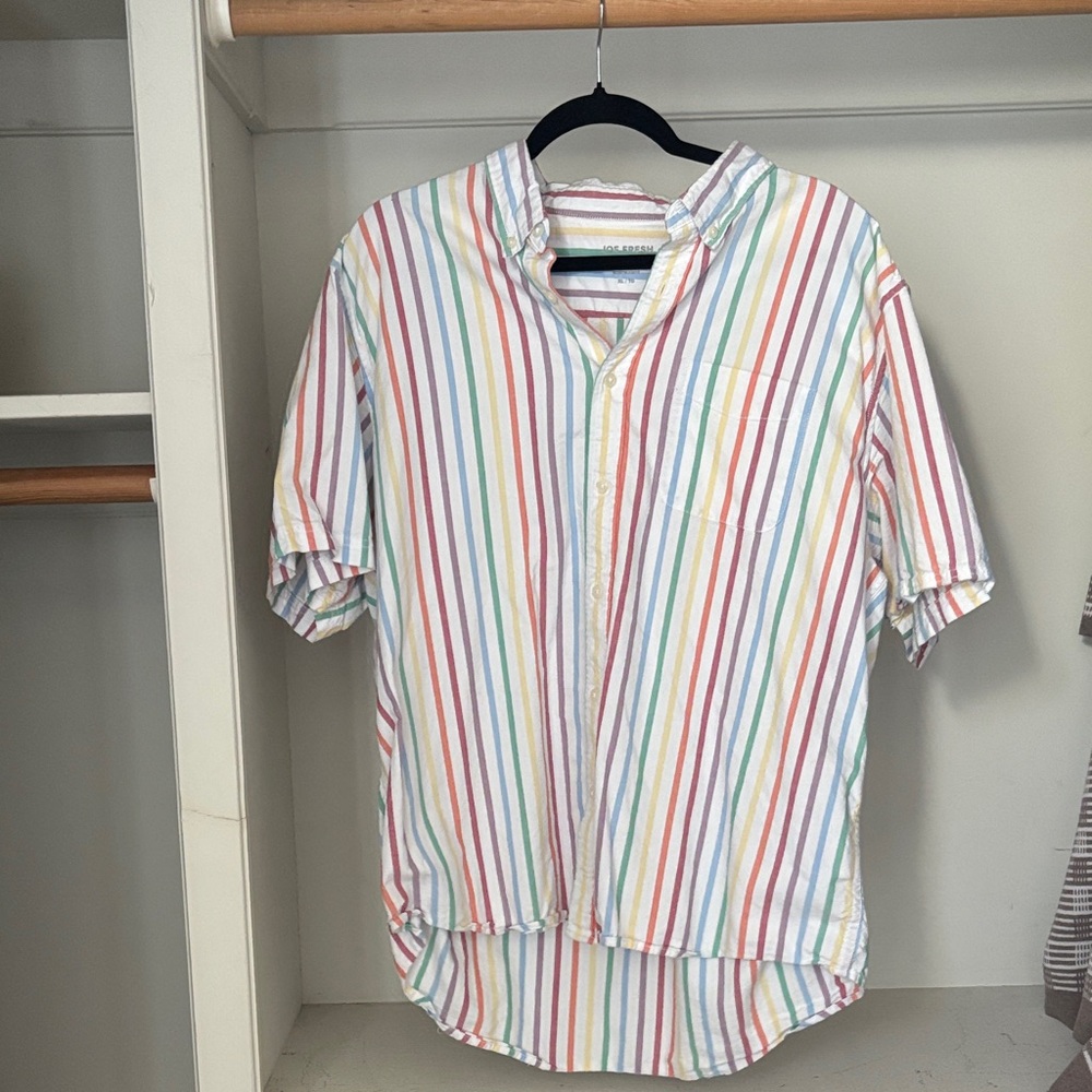 Joe Fresh Men's Rainbow Striped Button Down Shirt